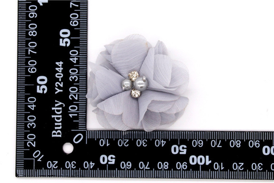 girl Chiffon flower shoe clips/Sewing Bead Handmade Flower Yarn, lace, Chiffon Grey,black,white,red,blue
