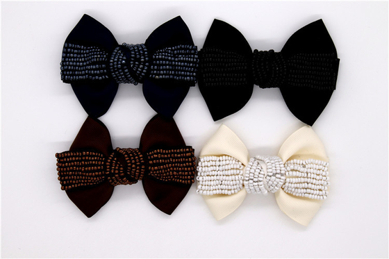 Ribbon coloured bow-tied shoe flower,Handmade footwear ornaments and flower Thread ribbon Beige ,white,black,red ,blue