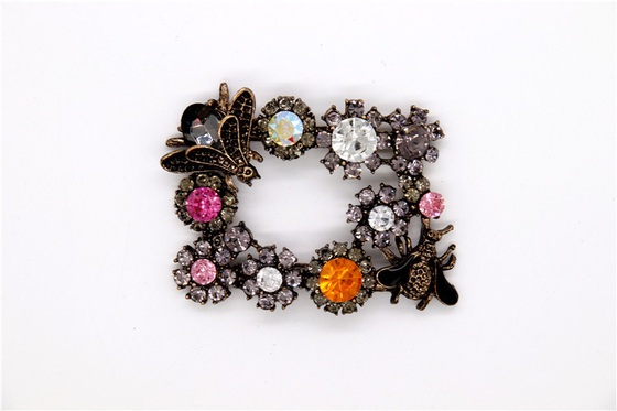 Antique Bronze Rhinestone Shoe Clips Zinc Alloy / Iron / Copper Material