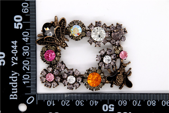 Antique Bronze Rhinestone Shoe Clips Zinc Alloy / Iron / Copper Material