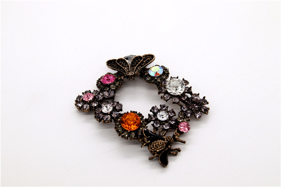 Antique Bronze Rhinestone Shoe Clips Zinc Alloy / Iron / Copper Material