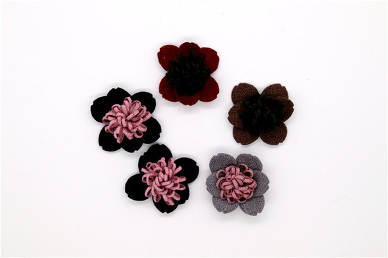 Hand Sintered Edge Flower /girl flower made of satin ribbons/Hand-simulated flower Various colors Fabric, wool