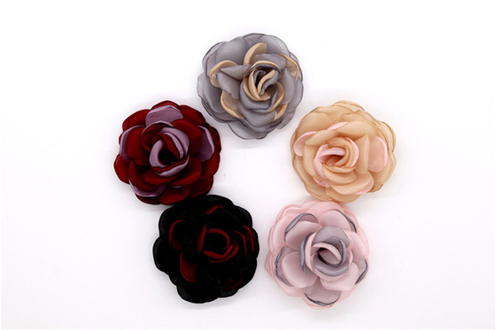 Hand Sintered Edge Flower /girl flower made of satin ribbons/Hand-simulated flower Various colors Fabric, wool