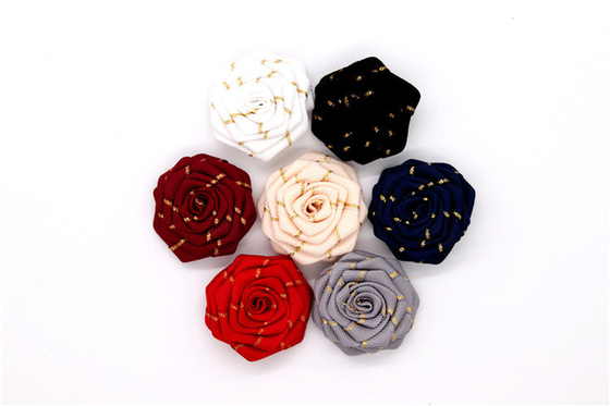 Hand Sintered Edge Flower /girl flower made of satin ribbons/Hand-simulated flower Various colors Fabric, wool