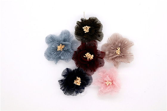 OEM Service Shoe Lace Flowers Mesh Black / White / Red / Blue For Women