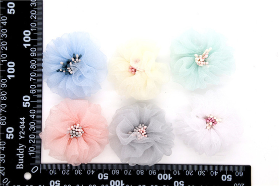 Handmade Girl Shoe Lace Flowers For Shoes / Hair / Headband SGS Certificated