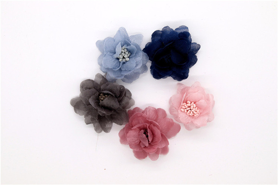 girl Chiffon flower shoe clips/Sewing Bead Handmade Flower Yarn, lace, Chiffon Grey,black,white,red,blue