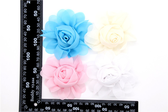 girl Chiffon flower shoe clips/Sewing Bead Handmade Flower Yarn, lace, Chiffon Grey,black,white,red,blue