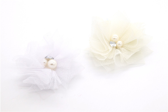 girl Chiffon flower shoe clips/Sewing Bead Handmade Flower Yarn, lace, Chiffon Grey,black,white,red,blue