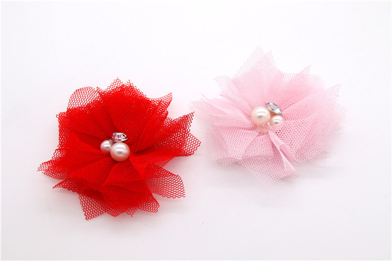 girl Chiffon flower shoe clips/Sewing Bead Handmade Flower Yarn, lace, Chiffon Grey,black,white,red,blue