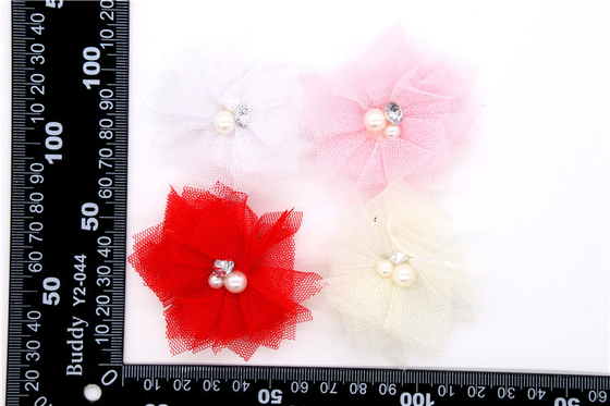 girl Chiffon flower shoe clips/Sewing Bead Handmade Flower Yarn, lace, Chiffon Grey,black,white,red,blue