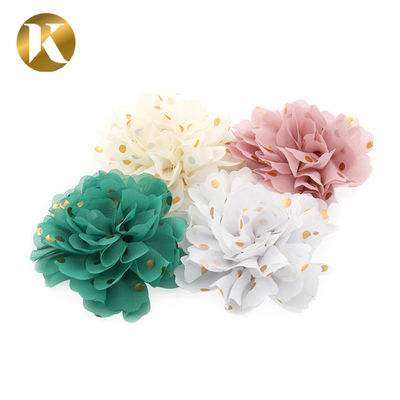 Customized Popular Style Shoe Lace Flowers 85*85mm Cotton / Polyester / Chiffon Material