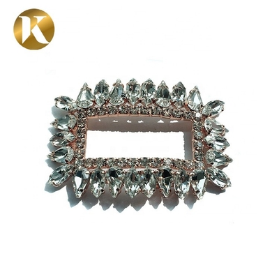 Custom Rectangle Type Crystal Shoe Buckles Iron Or Copper Material