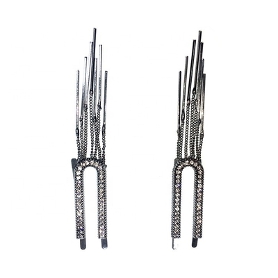 Ladies Metal Shoe Rhinestone Accessories 1.6cm*4.2cm 6.2cm With Tassel