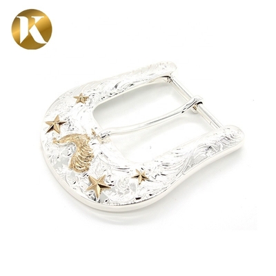 Wenzhou KML Custom Logo Fashion 2 Color Silver Metal Zinc Alloy Pin Belt Buckle