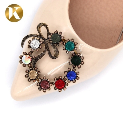 Ancient Bronze Vintage Shoe Buckle Replacement Circular Crystal Buckle