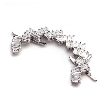 Zinc Alloy Elegance Crystal Shoe Buckles Rainbow Shape Silver Color