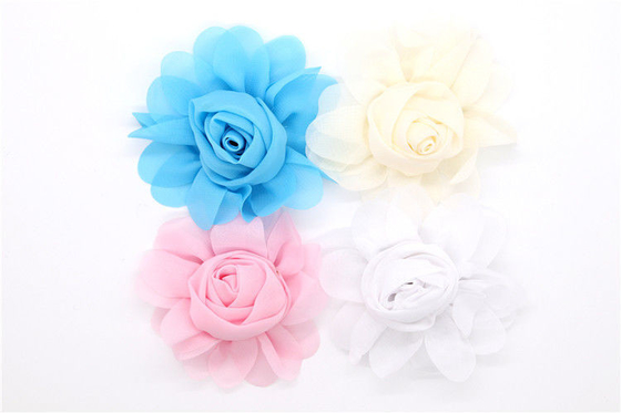 Popular Style Chiffon Flower Shoe Clips With Handwork + Machinery Technics