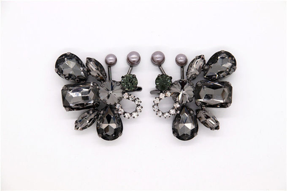 Y Shape Rhinestone Shoe Clips 100mm*95mm Nickel / Black / Gold Color